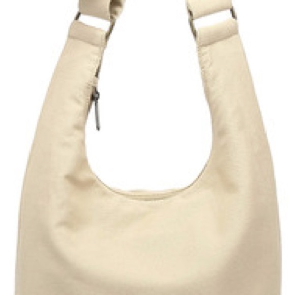 Beige Canvas Sling Bag with Leather Accent - Picture 3 of 3